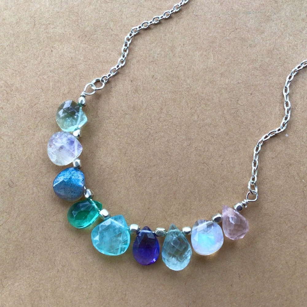 Extra Fine Gemstones Silver Necklace Sundance Charm